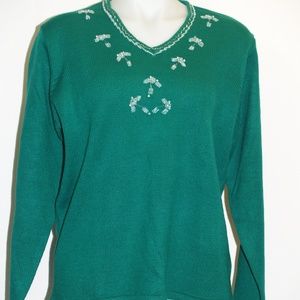 Green Beaded Sweater